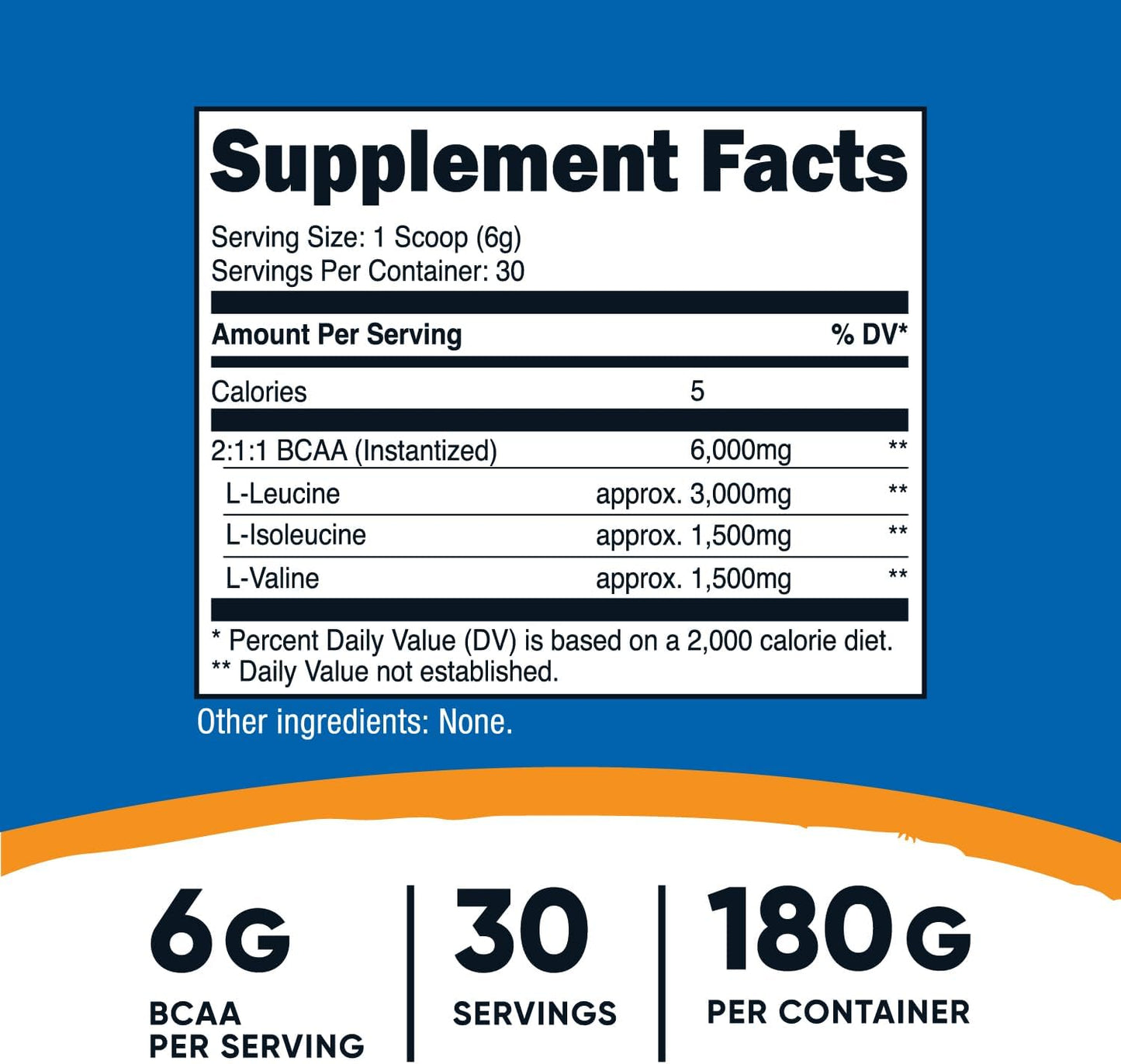 Nutricost Unflavored BCAA Powder - 30 Servings, Vegetarian, Non-GMO, Gluten Free, 2:1:1 Ratio
