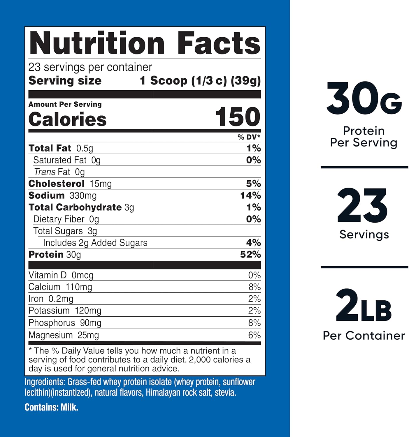 Nutricost Vanilla Grass-Fed Whey Protein Isolate 2LBS - Non-GMO, Gluten Free, Natural Flavors