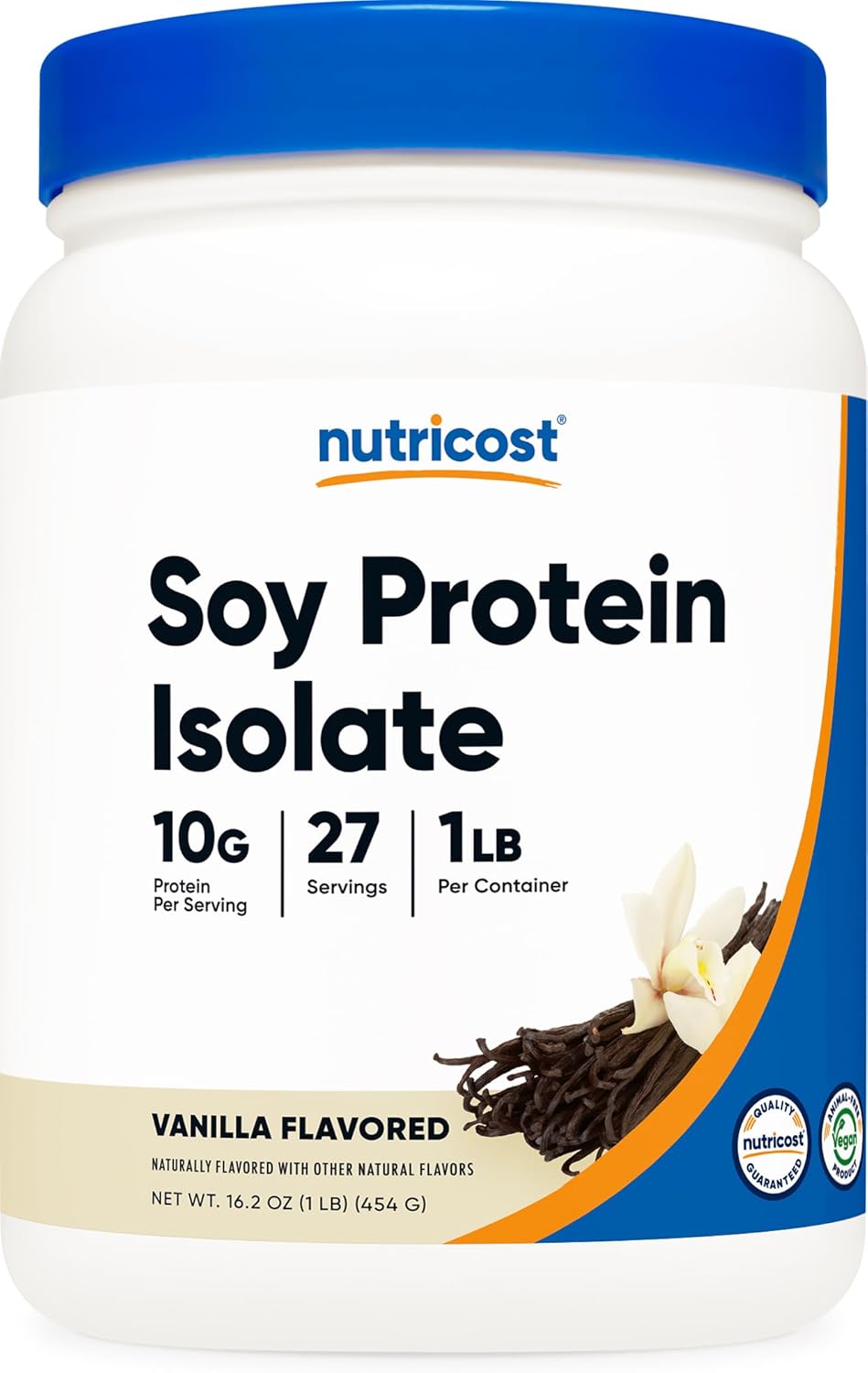 Nutricost Vanilla Soy Protein Isolate Powder - 1 LB, 10g Protein Per Serving, Vegan, Non-GMO, Gluten-Free