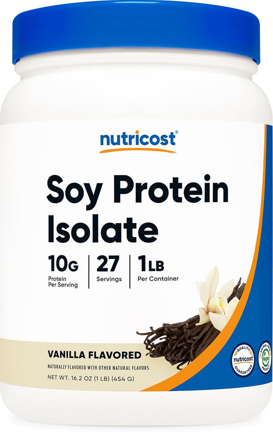 Nutricost Vanilla Soy Protein Isolate Powder - 1 LB, 10g Protein Per Serving, Vegan, Non-GMO, Gluten-Free