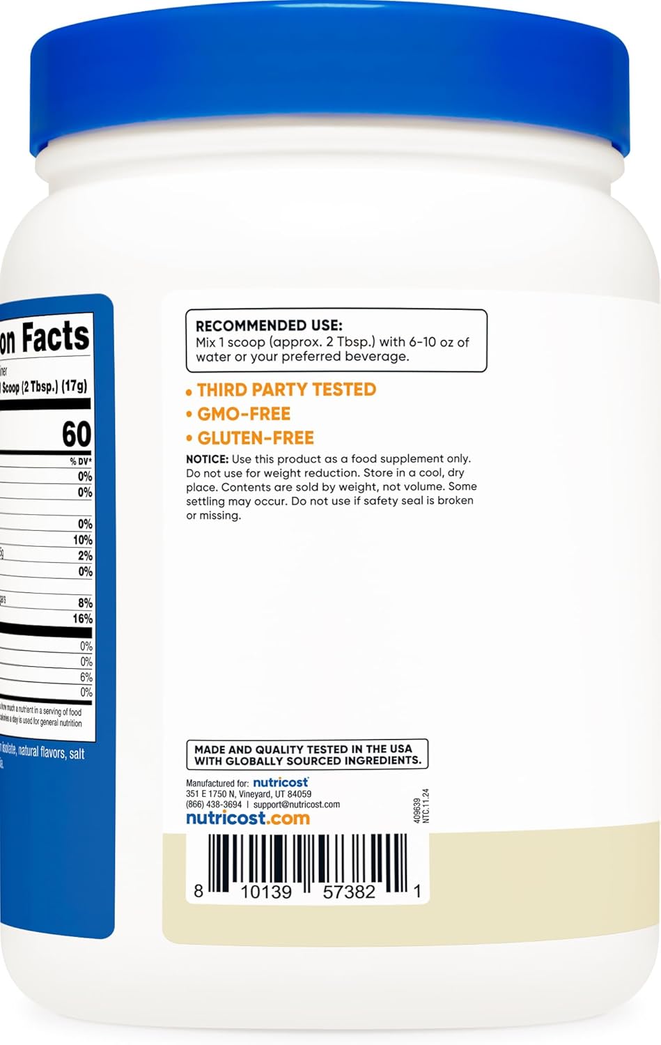 Nutricost Vanilla Soy Protein Isolate Powder - 1 LB, 10g Protein Per Serving, Vegan, Non-GMO, Gluten-Free