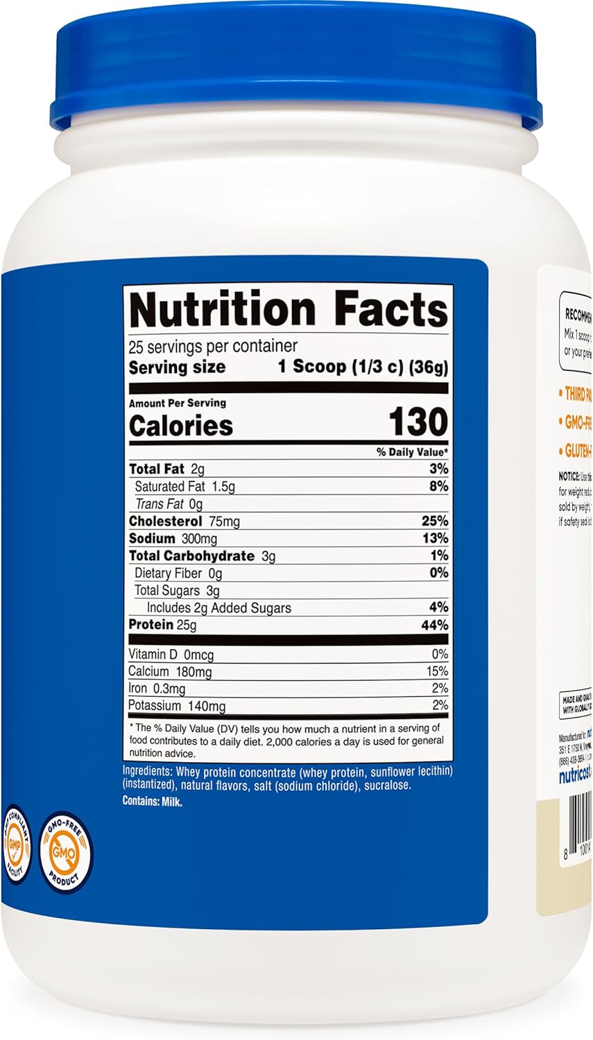 Nutricost Vanilla Whey Protein Concentrate - 2LB Container