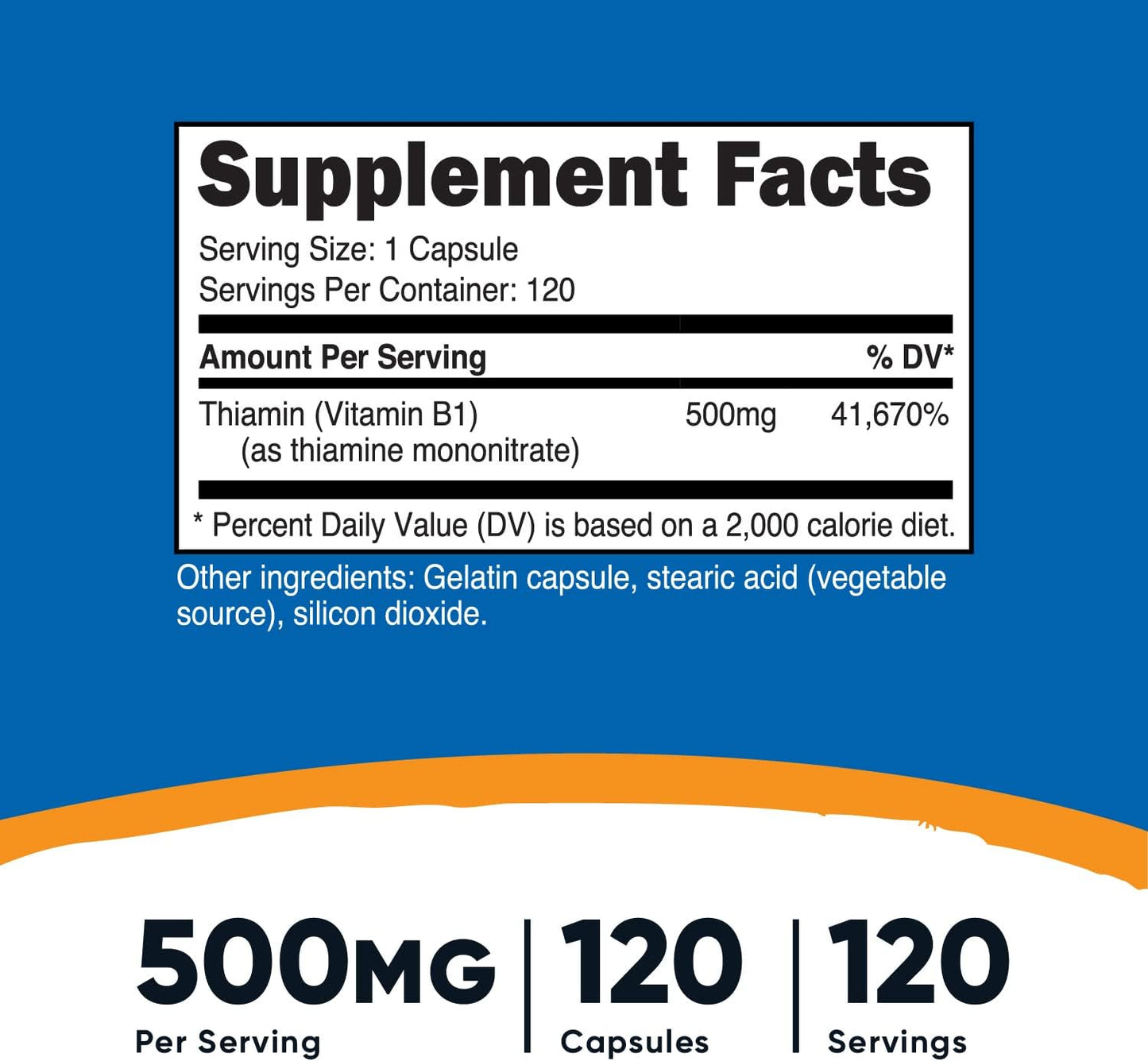 Nutricost Vitamin B1 (Thiamin) 500mg - 240 Capsules - 2 Bottles, High Strength Dietary Supplement