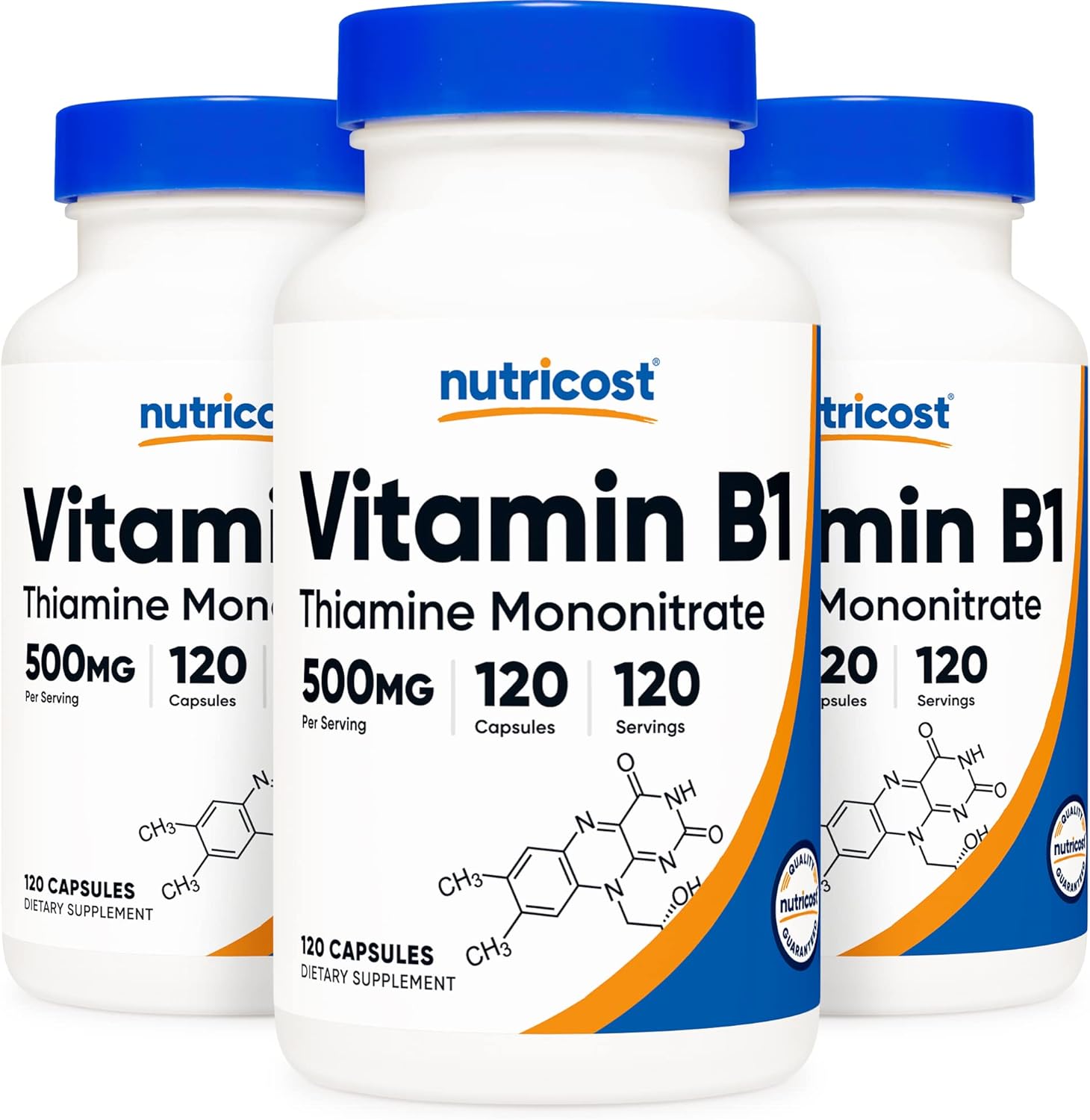 Nutricost Vitamin B1 (Thiamin) 500mg Capsules - Pack of 360 for Energy Support