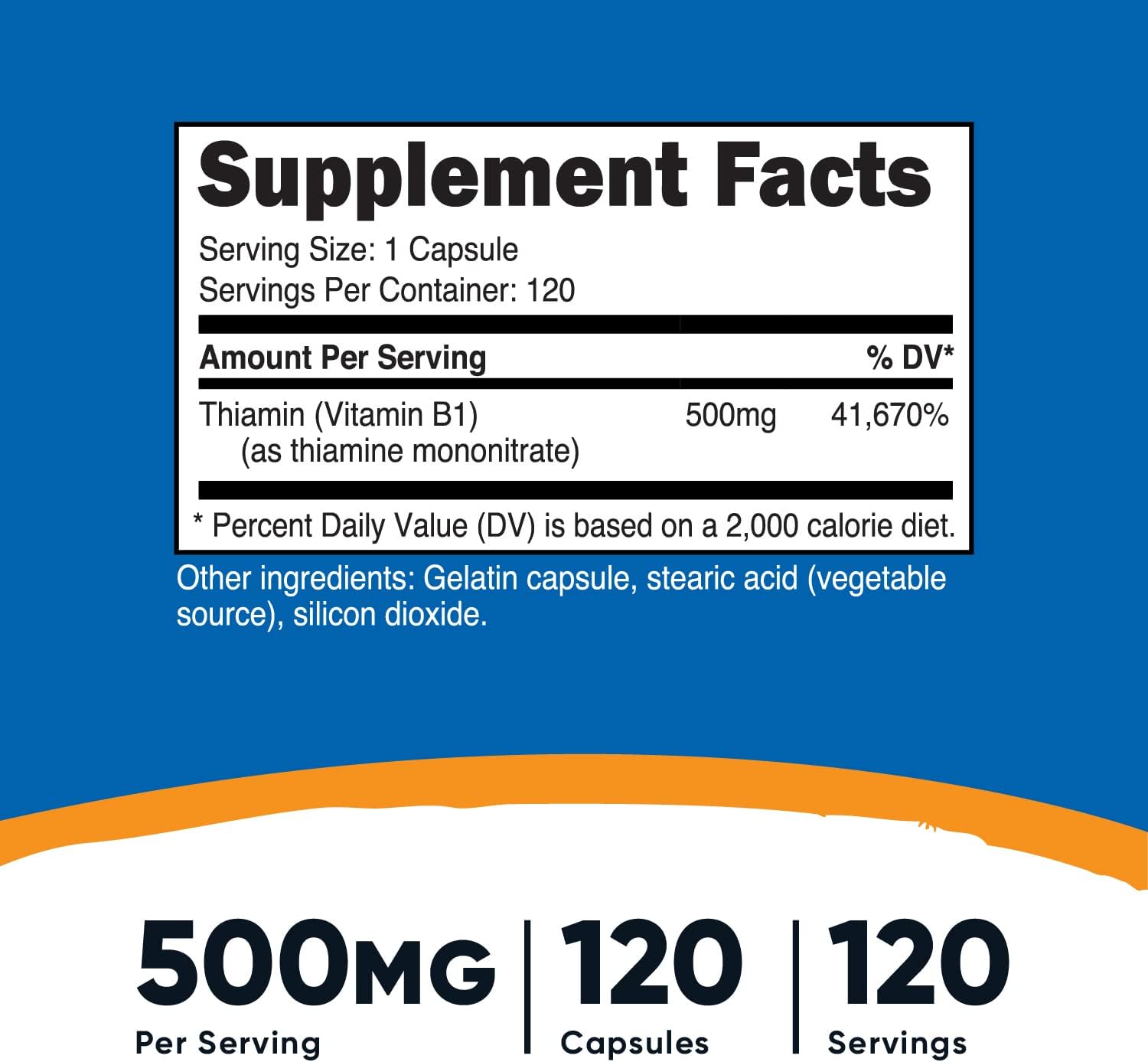 Nutricost Vitamin B1 (Thiamin) 500mg Capsules - Pack of 360 for Energy Support