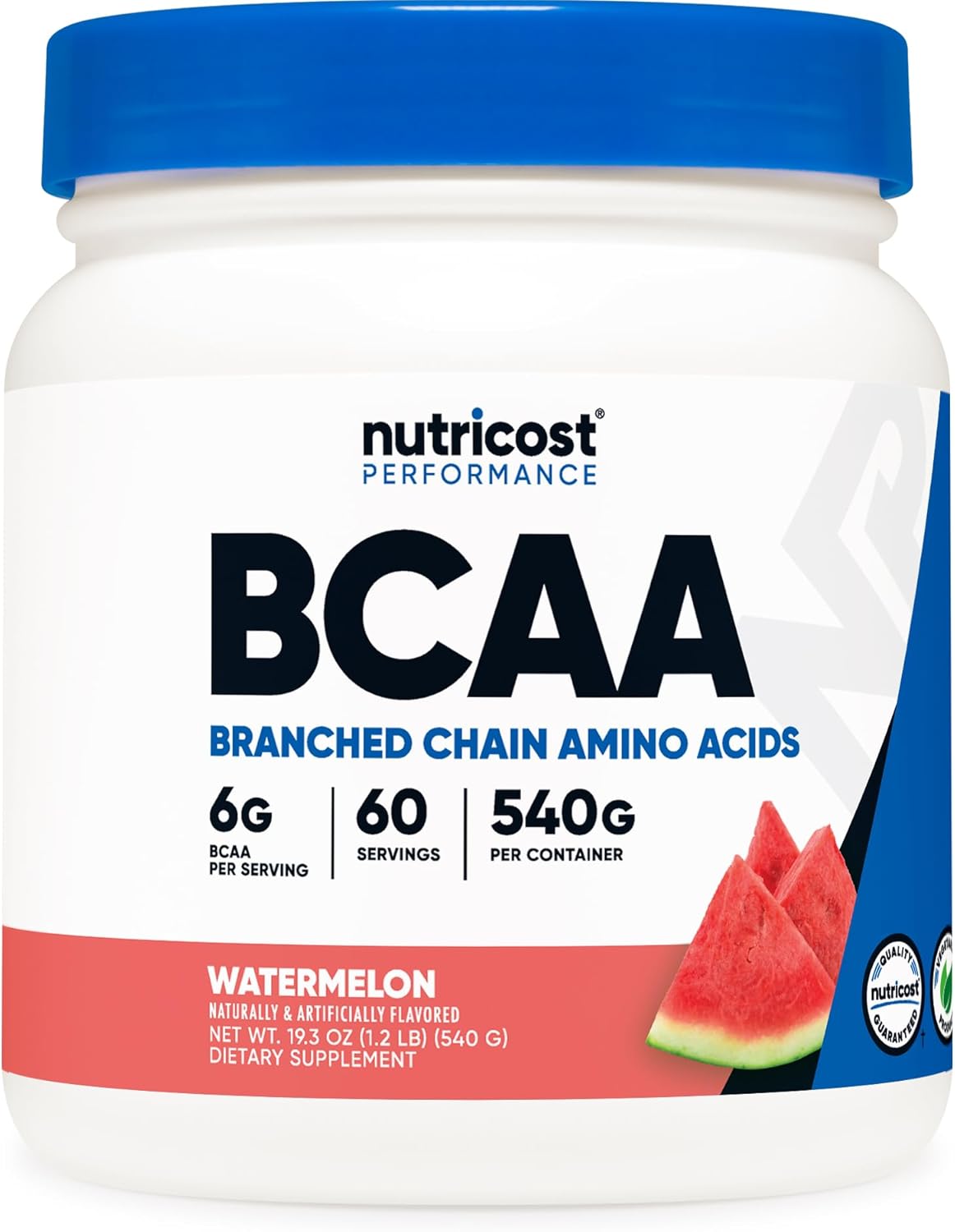 Nutricost Watermelon BCAA Powder 2:1:1 - 60 Servings for Muscle Recovery and Energy Boost