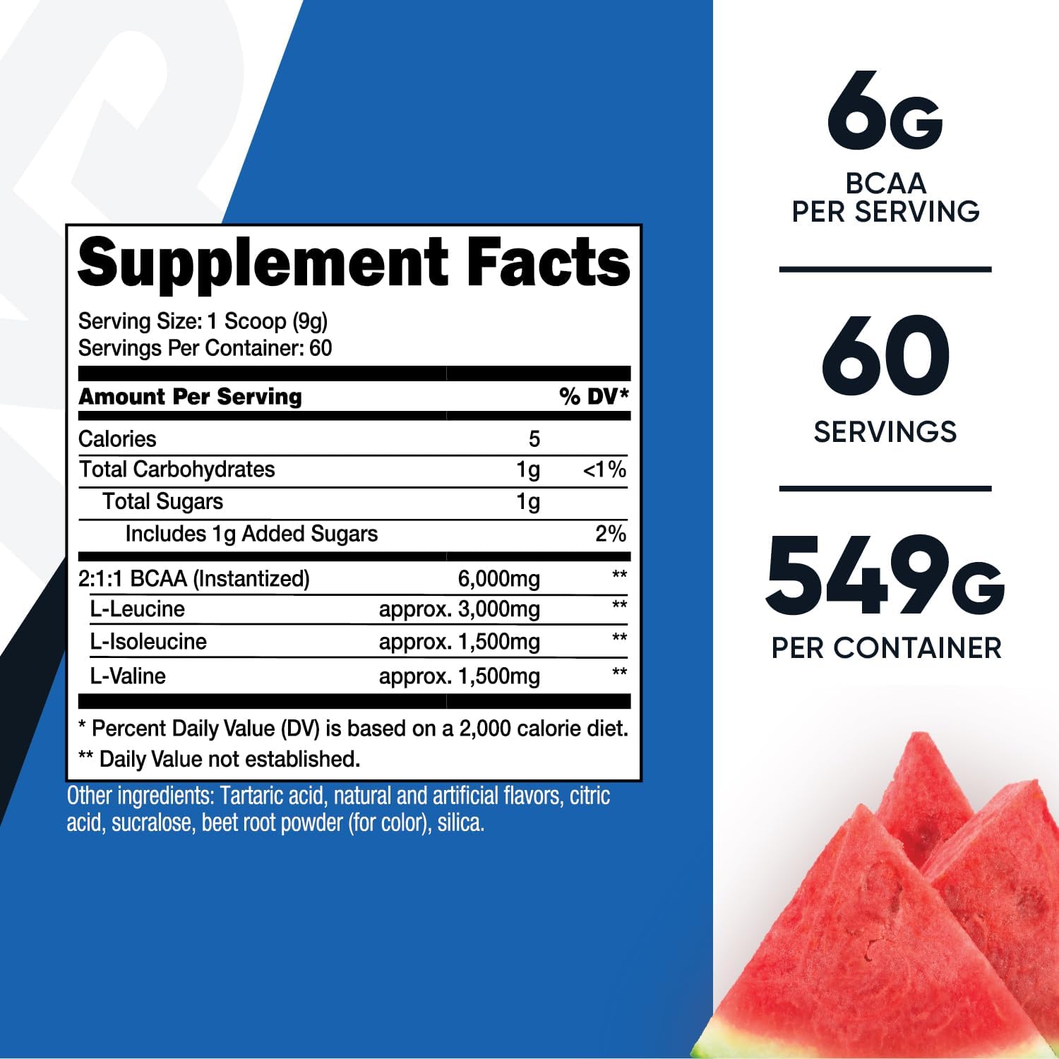 Nutricost Watermelon BCAA Powder 2:1:1 - 60 Servings for Muscle Recovery and Energy Boost