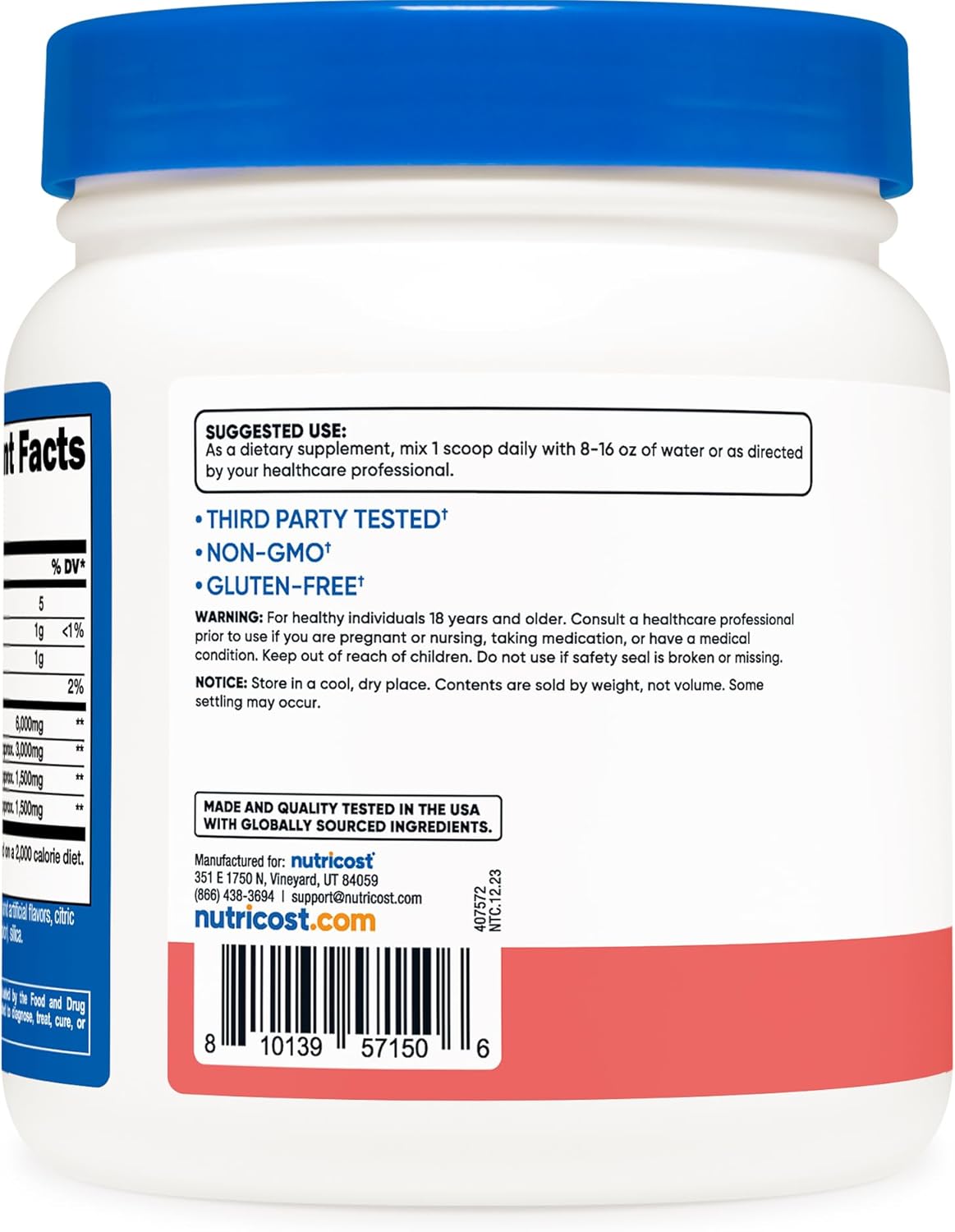 Nutricost Watermelon BCAA Powder 2:1:1 - 60 Servings for Muscle Recovery and Energy Boost