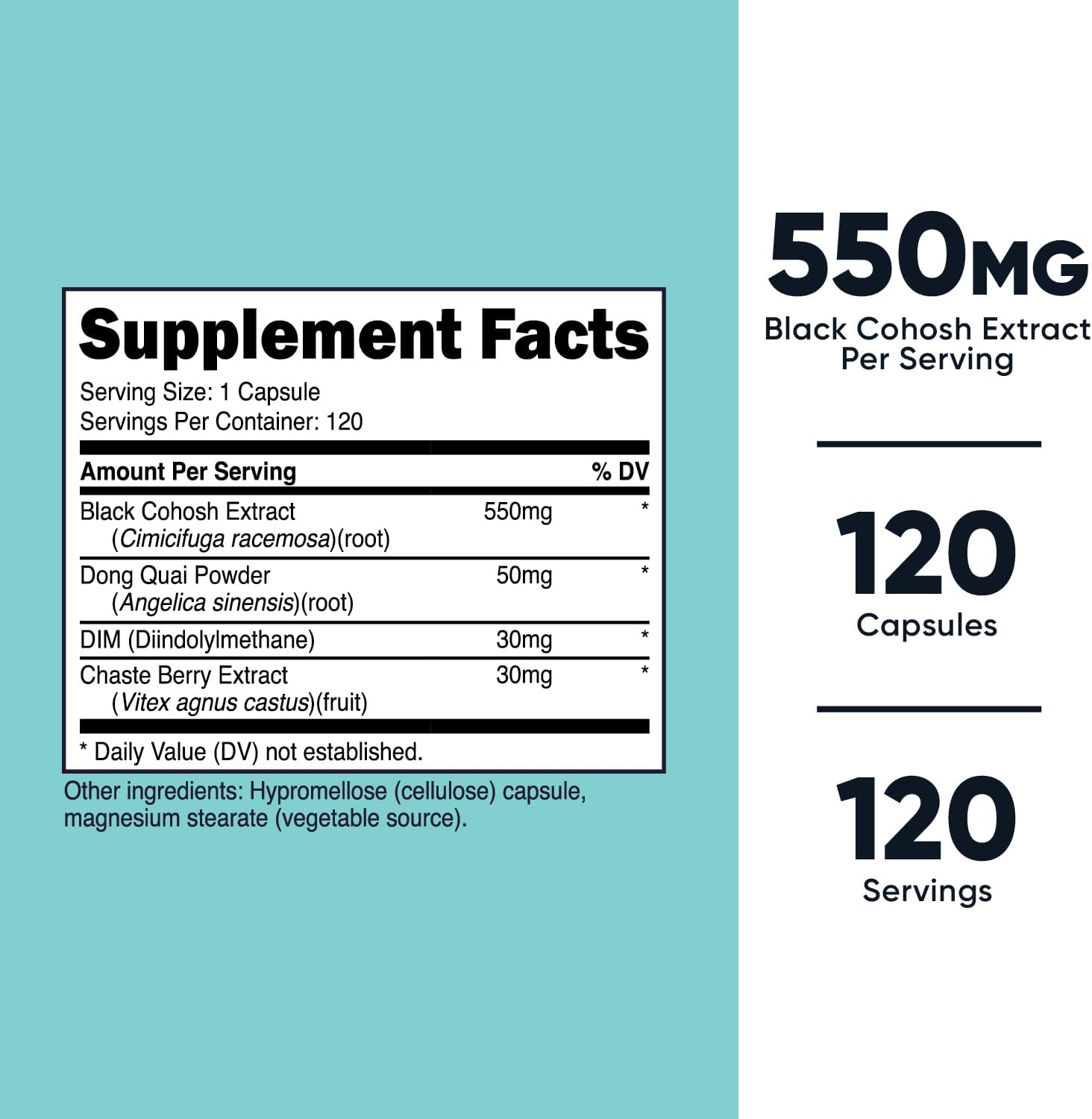Nutricost Women's Black Cohosh Supplement - 660mg, 120 Capsules with Don Quai, DIM, and Chaste Berry - Non-GMO, Gluten Free, Veggie Caps