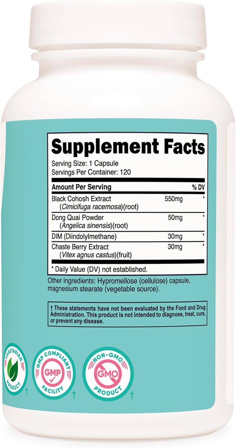 Nutricost Women's Black Cohosh Supplement - 660mg, 120 Capsules with Don Quai, DIM, and Chaste Berry - Non-GMO, Gluten Free, Veggie Caps