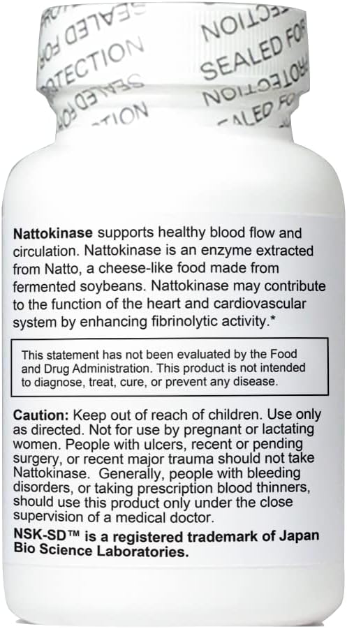 NutriCrafters Nattokinase NSK-SD Supplement 2,000 Units - 60 Capsules - Cardiovascular Support - Made in USA with Japanese NSK-SD Nattokinase - Original and Researched Formula