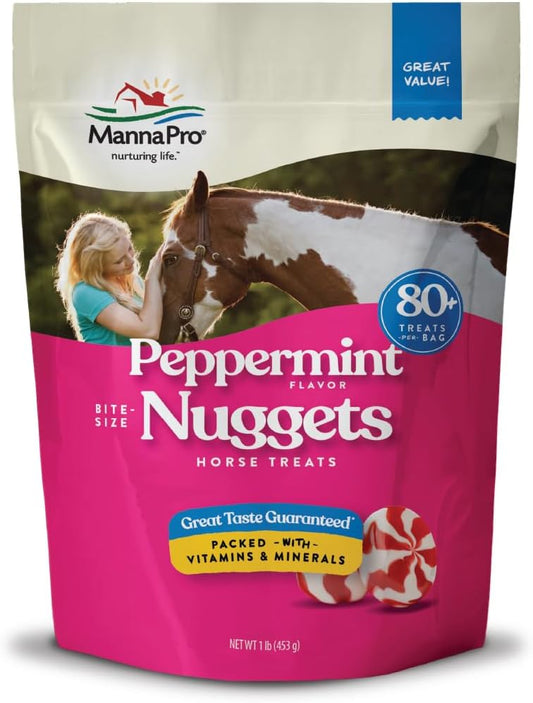 Nutrient-Rich Manna Pro Peppermint Flavor Nuggets | Bite-Size Treats for Horses | 1lb Pack