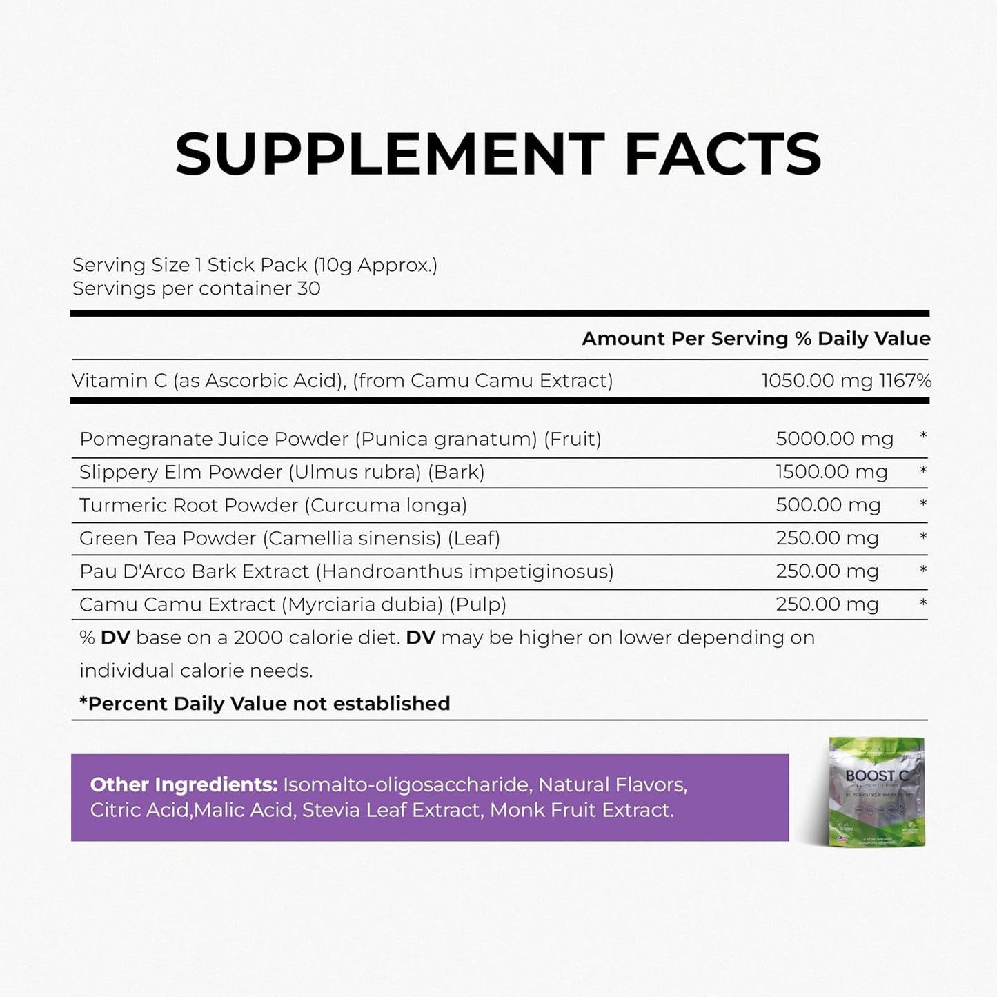Nutrient-Rich Non-GMO Vitamin C Powder for Smoothies & Shakes - 30 Servings