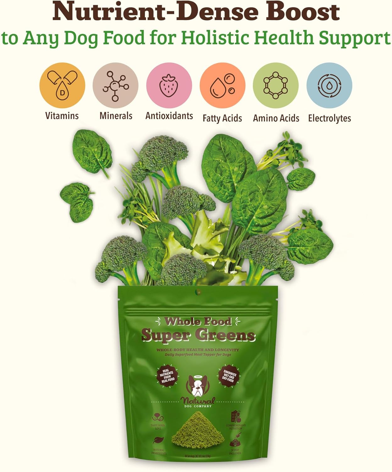 Nutrient-Rich Super Greens Dog Food Topper for Immunity & Digestion, 8 oz - BoostGo Australia
