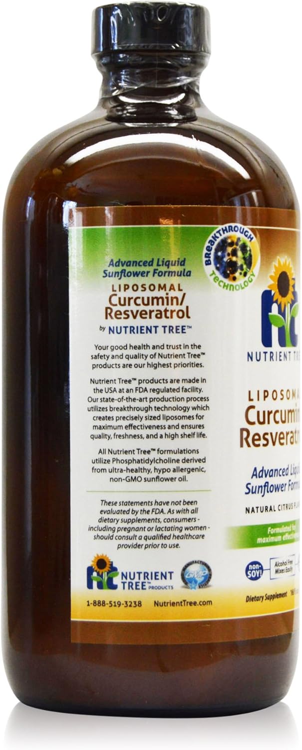 Nutrient Tree Liposomal Curcumin and Resveratrol Supplement, 78 Doses, Alcohol-Free, Non-Soy, Non-GMO, Made in USA