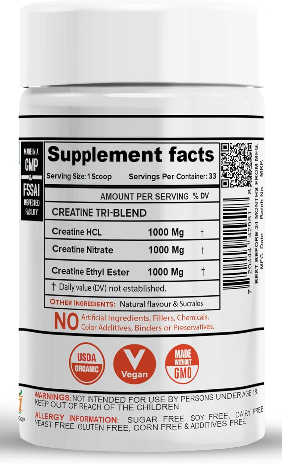 NutriJa CREATINE Matrix™ - 100g Pineapple Flavor - Creatine HCL, Nitrate, & Magnesium Chelate Blend