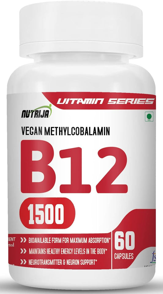 NutriJa Vitamin B12 Supplement - 60 Capsules for Energy Boost and Overall Well-being