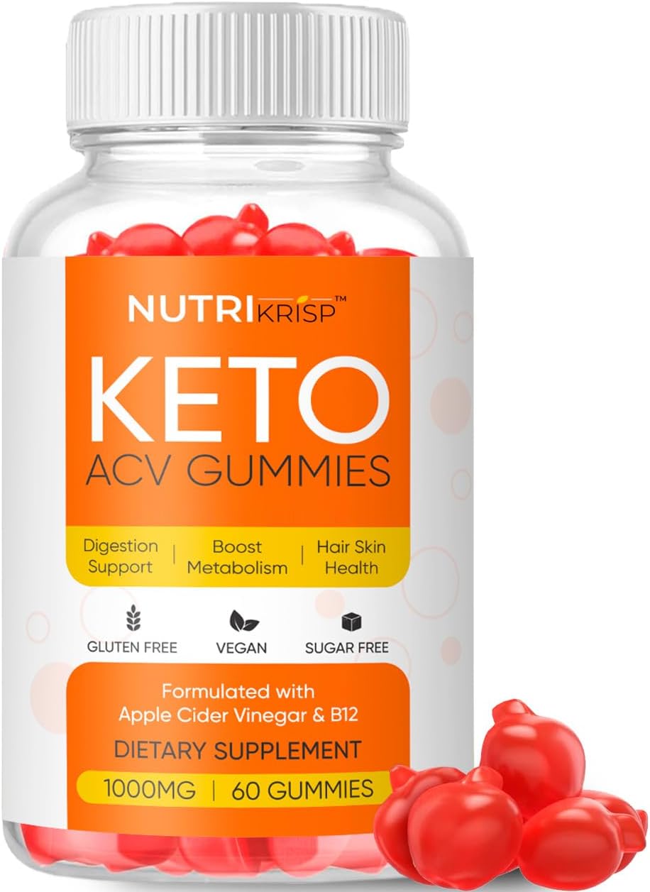 NutriKrisp Keto ACV Gummies - Sugar-Free Apple Cider Vinegar Supplement (1000MG) - Gluten-Free for Men and Women