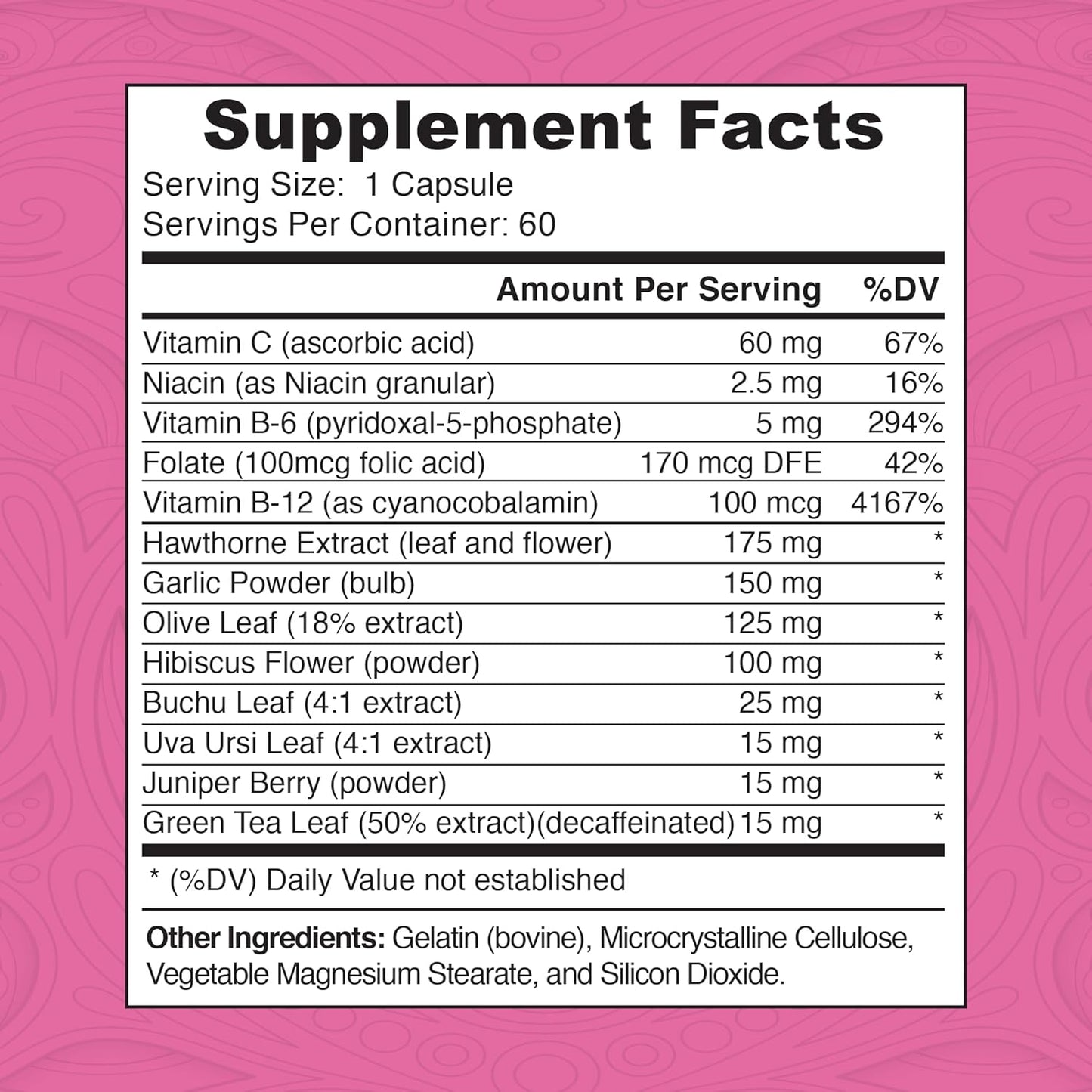 Nutrilife Plus Blood Pressure Support Supplement with Hawthorne Extract, Vitamin C, Folate, and Garlic Powder - Promotes Heart Health and Circulation