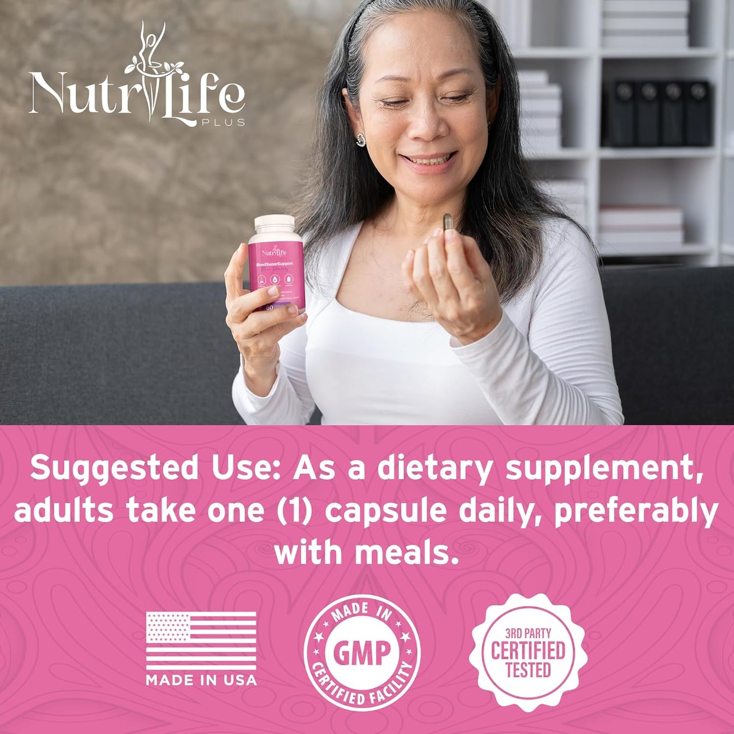 Nutrilife Plus Blood Pressure Support Supplement with Hawthorne Extract, Vitamin C, Folate, and Garlic Powder - Promotes Heart Health and Circulation
