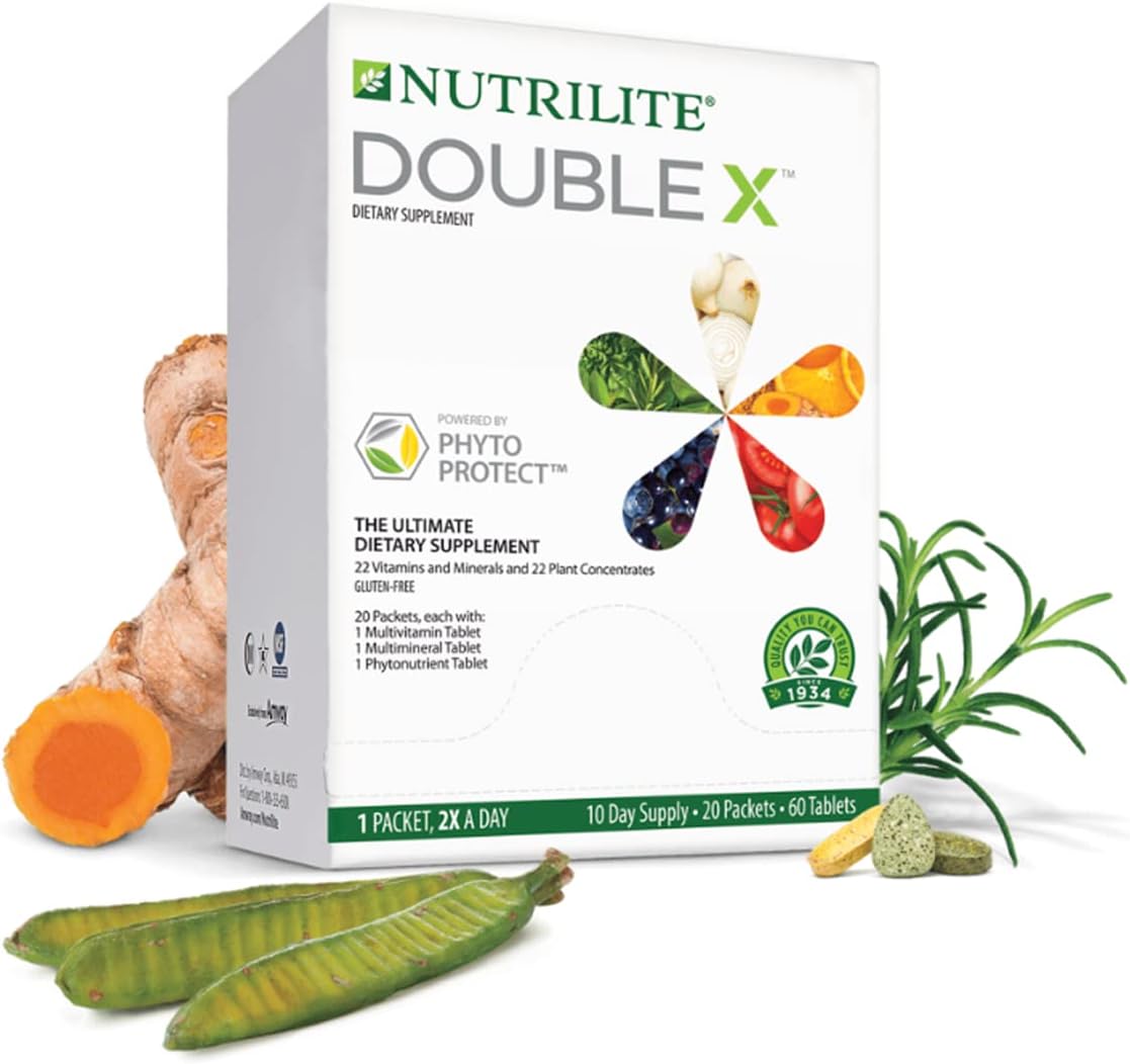 NUTRILITE DOUBLE X Multivitamin, Multimineral, and Phytonutrient Tablets with Case - 60 Tablets, 10-Day Supply