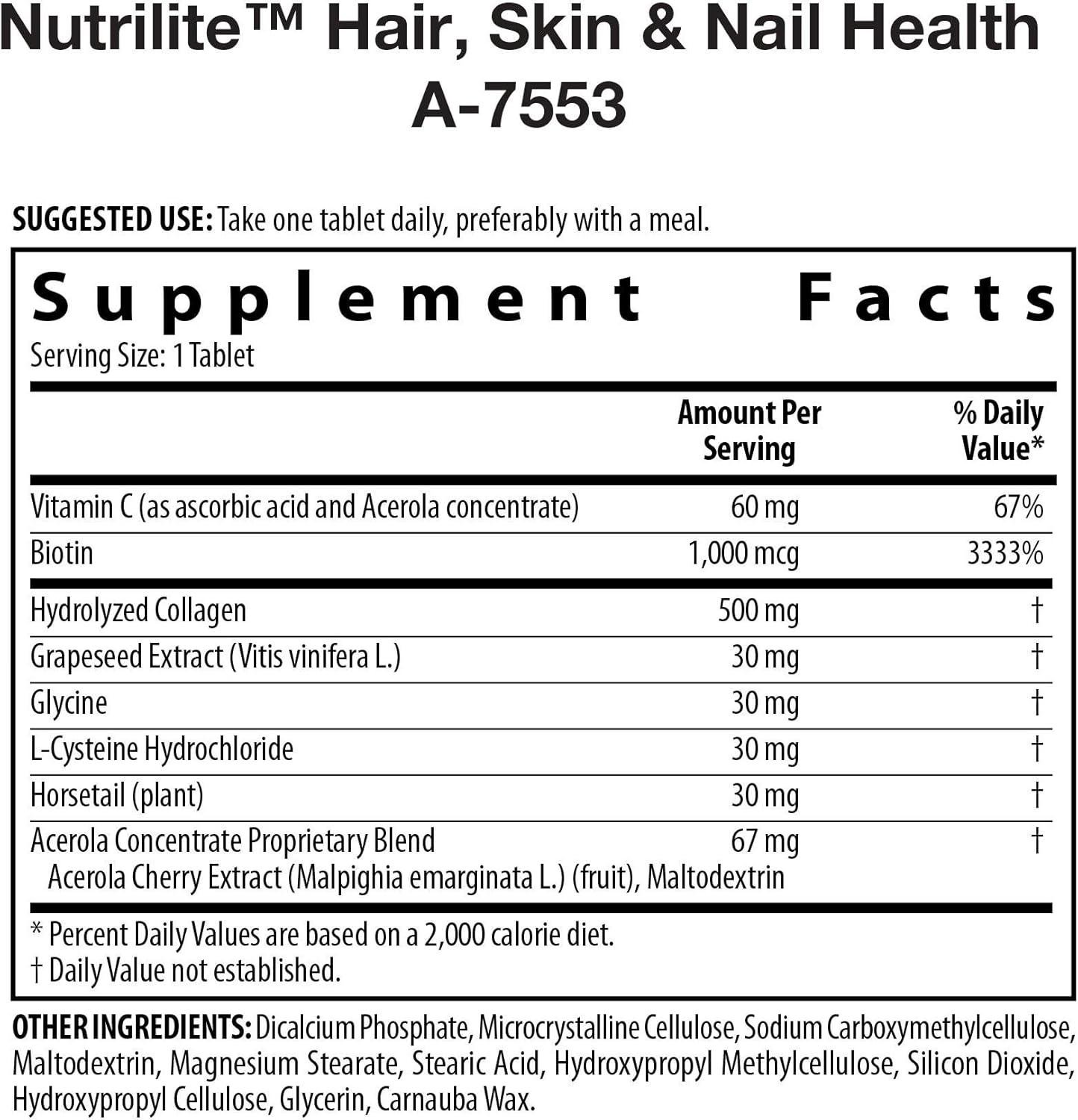 Nutrilite Hair, Skin, and Nails Complex Supplement - 60 Tablets