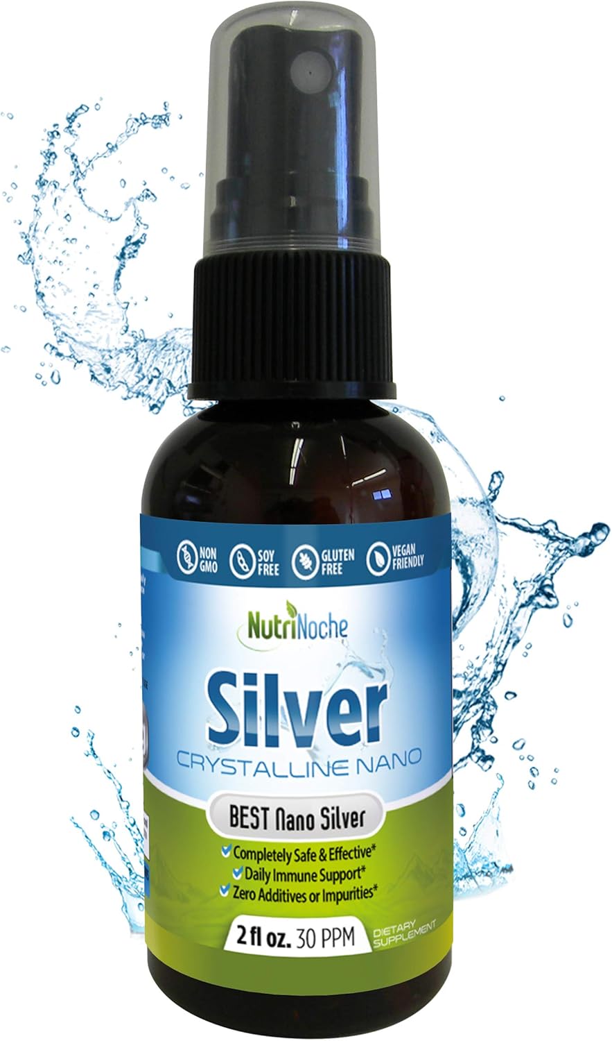 NutriNoche Colloidal Silver Spray | 99.99% Pure Nano Silver Particles | Ultra Crystalline Formula