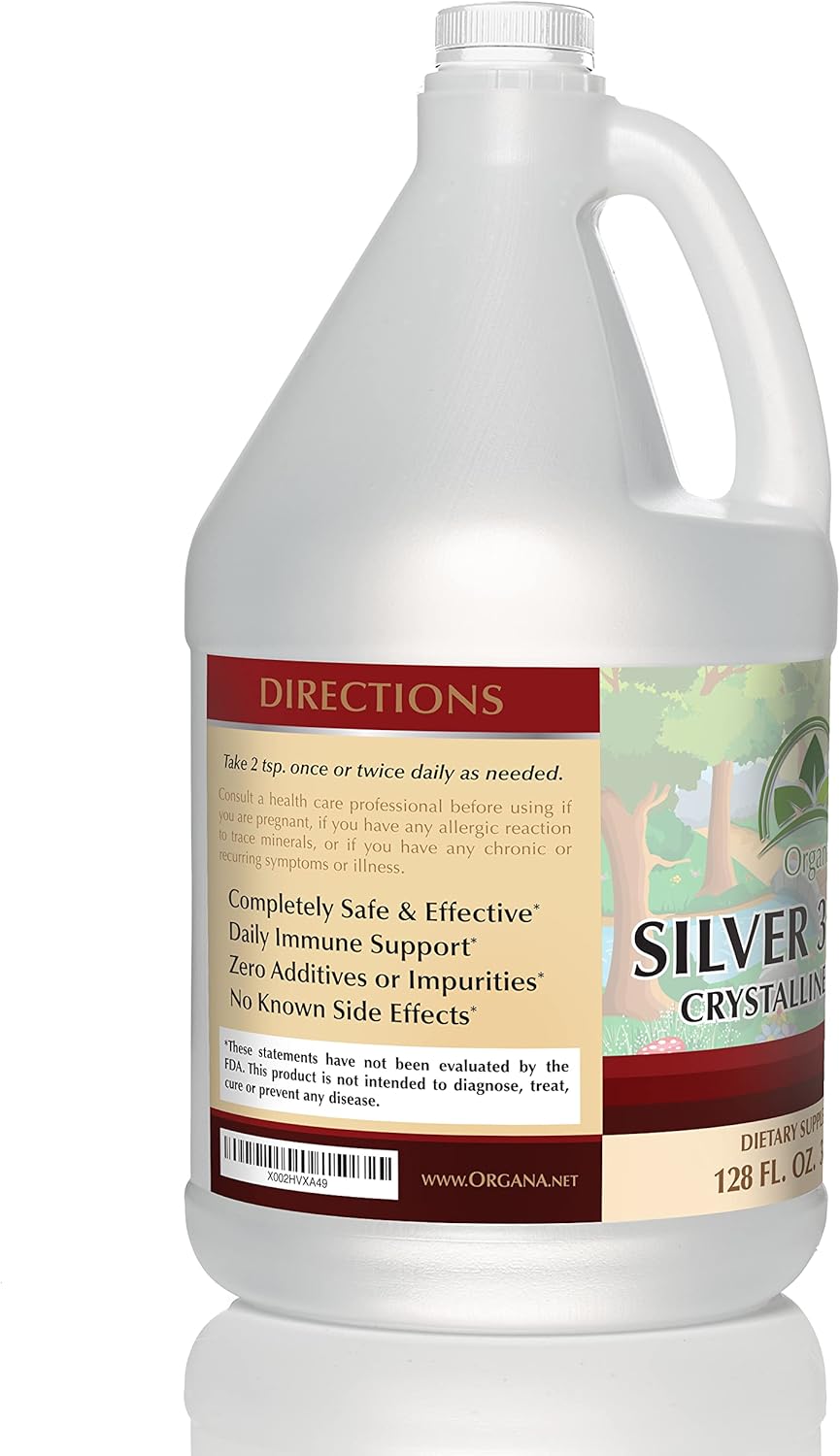NutriNoche Organa Crystalline Nano Colloidal Silver 30 PPM One Gallon 128 oz - Immune Support Supplement