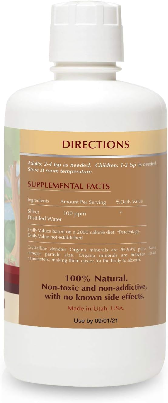 NutriNoche Organa Crystalline Nano Colloidal Silver 100 PPM 32 oz - Boost Immune System