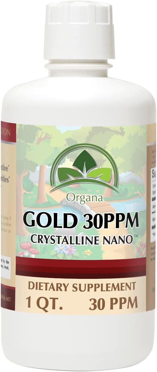 NutriNoche Organa Pure Crystalline Liquid Gold Supplement - 30 PPM - Colloidal Minerals 32 Ounce
