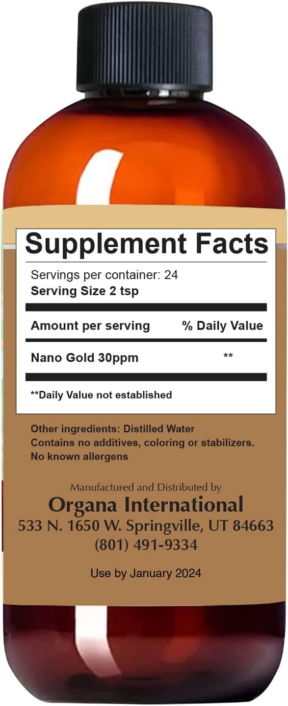 NutriNoche Organa Pure Crystalline Liquid Gold Supplement - 30 PPM - Colloidal Minerals 8 oz.