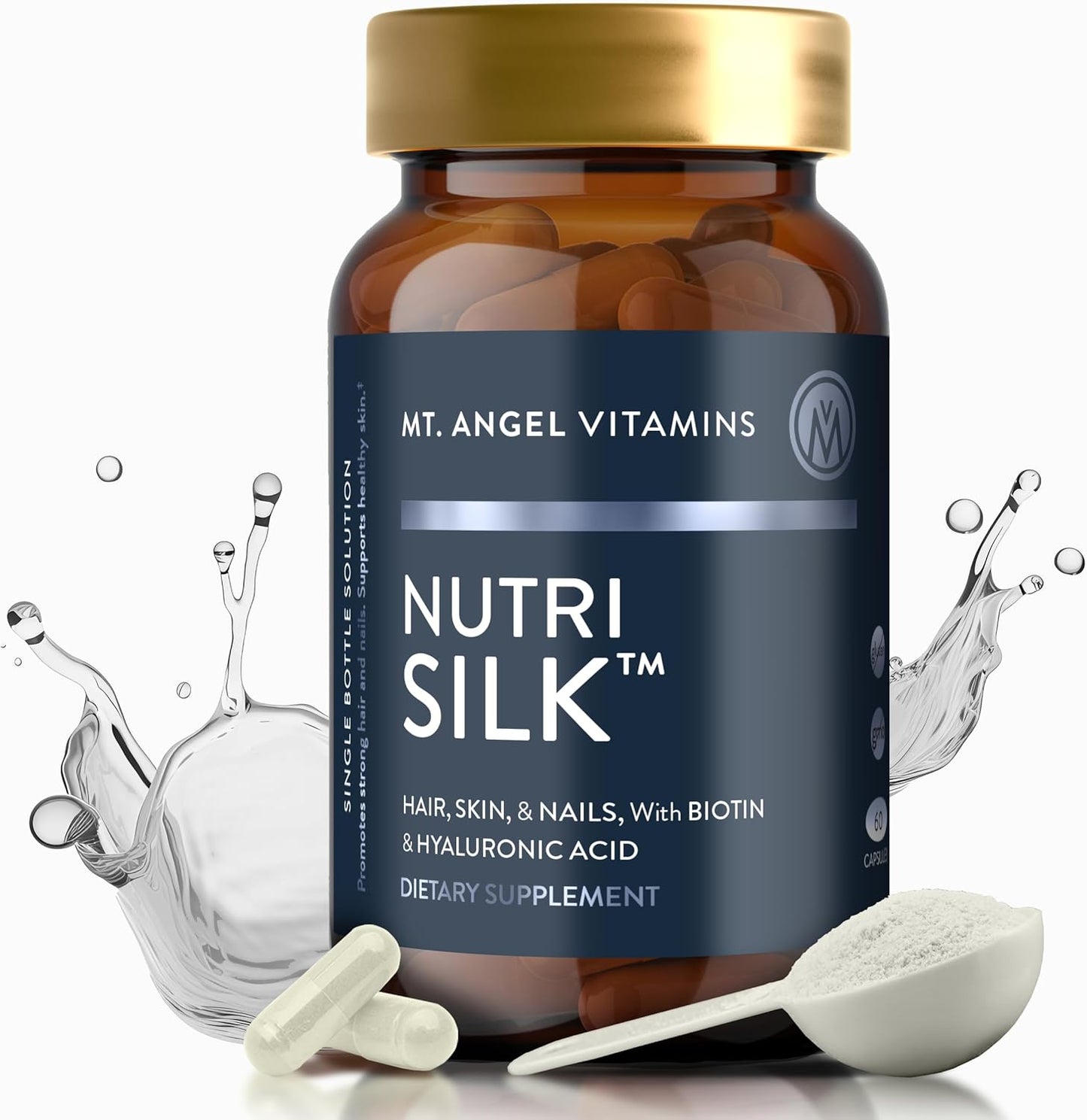 NutriSilk Capsules by Mt. Angel Vitamins - Boost Collagen, Support Healthy Hair & Skin with B Vitamins - 60 Capsules