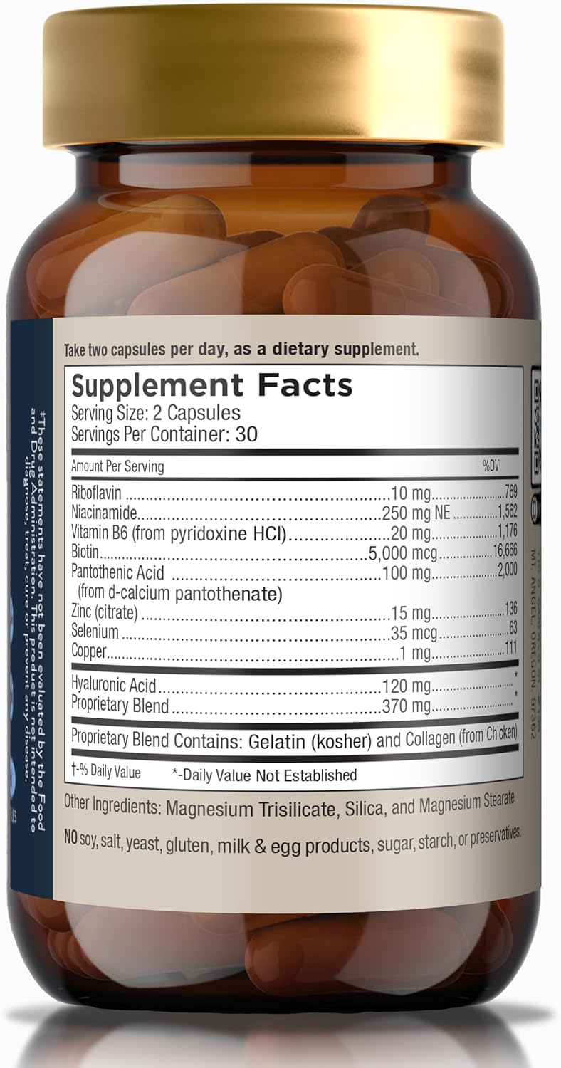 NutriSilk Capsules by Mt. Angel Vitamins - Boost Collagen, Support Healthy Hair & Skin with B Vitamins - 60 Capsules