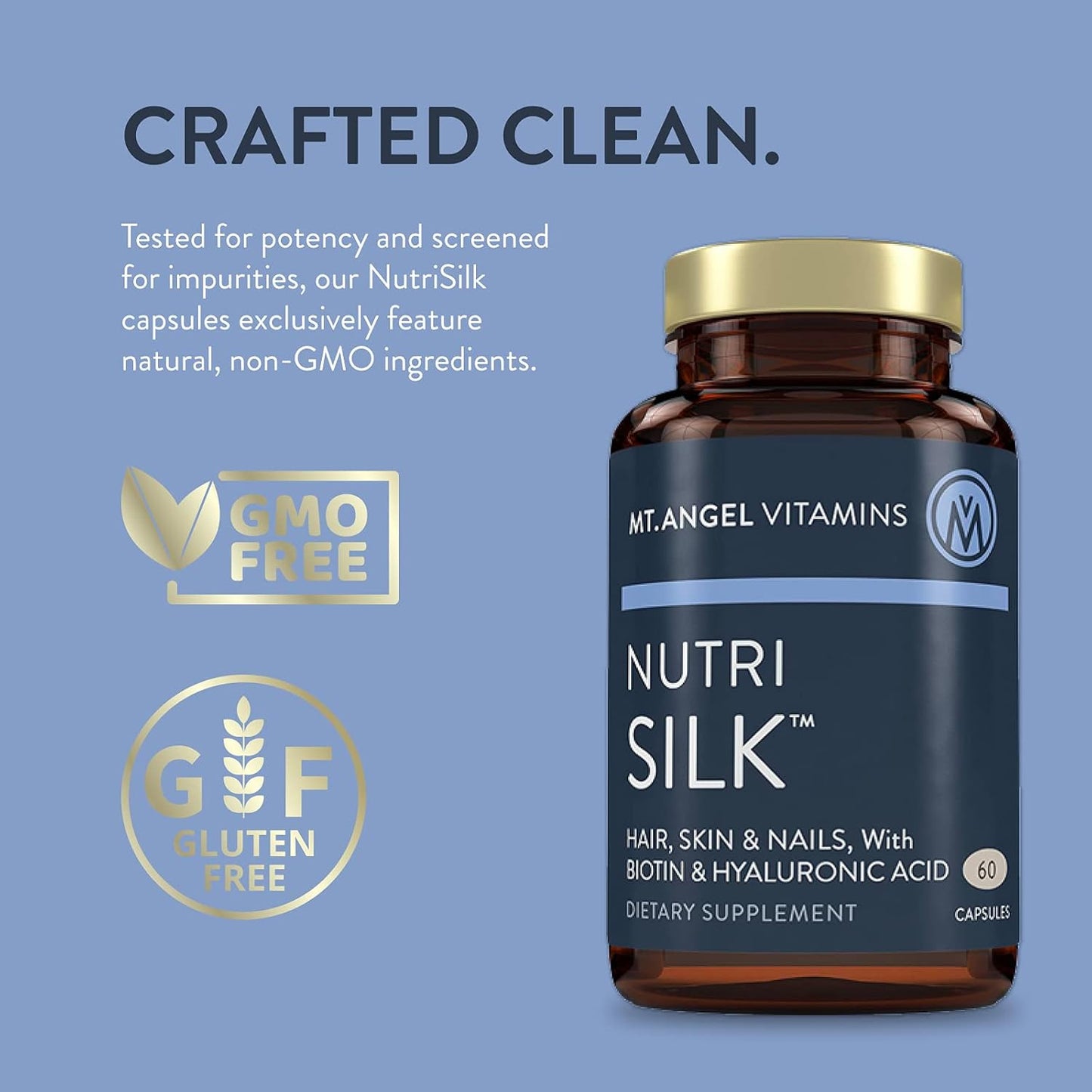 NutriSilk Capsules by Mt. Angel Vitamins - Boost Collagen, Support Healthy Hair & Skin with B Vitamins - 60 Capsules
