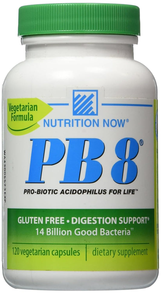 Nutrition Now PB 8 Probiotic Acidophilus Capsules, Vegetarian, 120 Count, 60 Servings