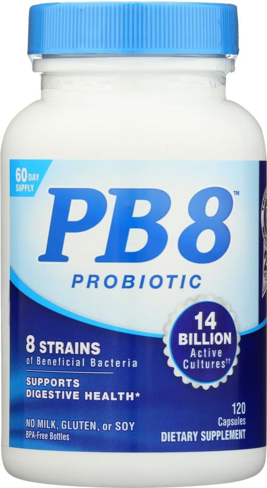 Nutrition Now PB 8 Probiotic Acidophilus Capsules, 120-Count x 2 Pack for Digestive Health