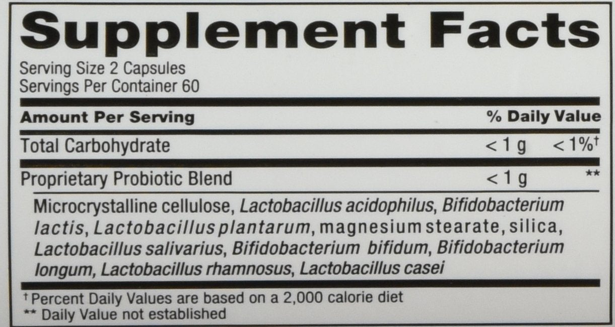 Nutrition Now PB 8 Probiotic Acidophilus Capsules, Vegetarian, 120 Count, 60 Servings