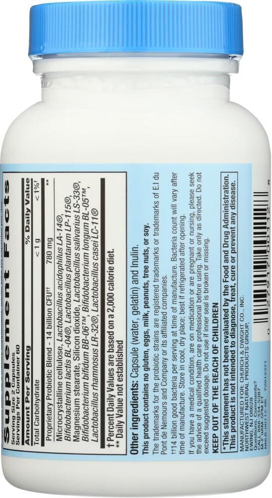 Nutrition Now PB 8 Probiotic Acidophilus Capsules, 120-Count x 2 Pack for Digestive Health