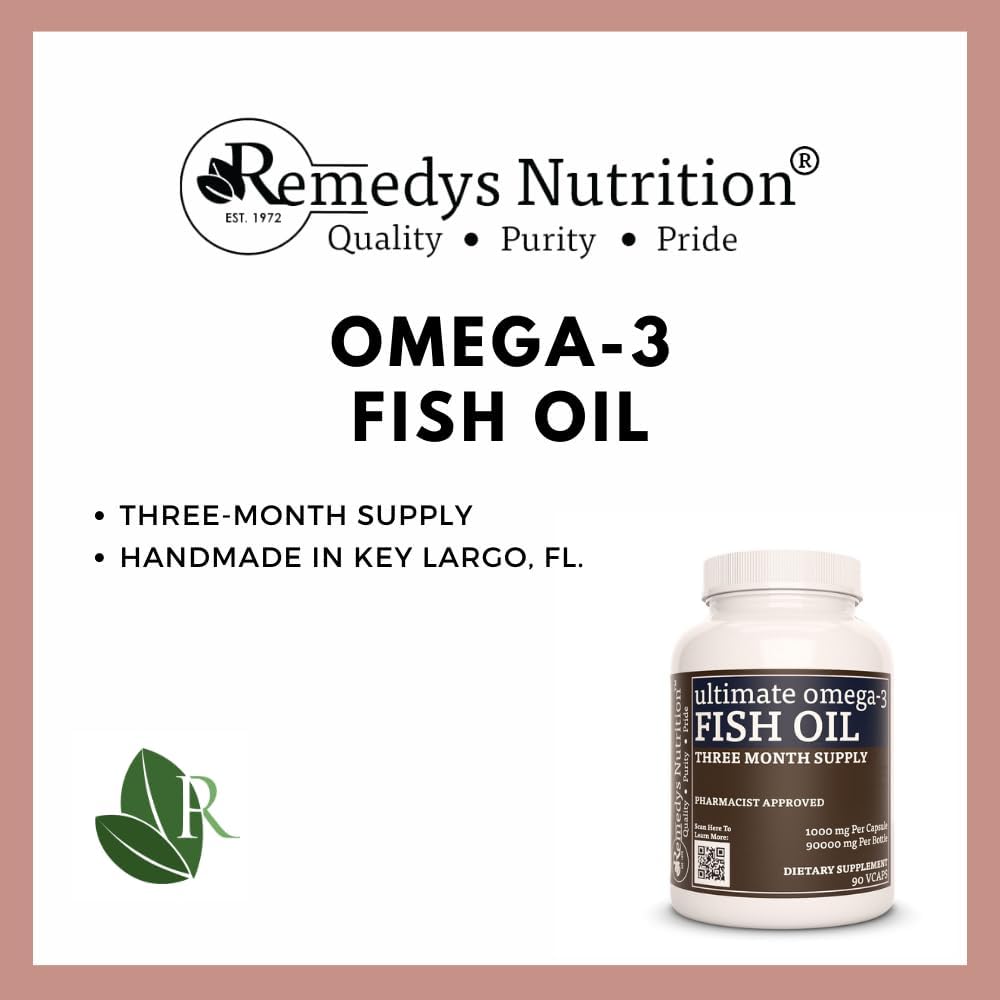 Nutrition Remedy Ultimate Omega-3 Fish Oil Softgels - 1,000mg | 90 Capsules, 3 Month Supply | EPA, DHA, GLA, ALA, & LA Fatty Acids