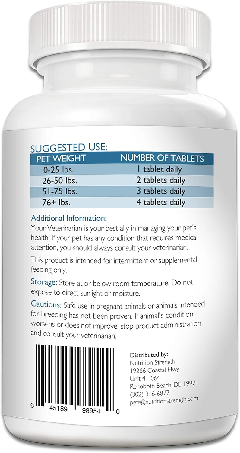 Nutrition Strength Bovine Colostrum Supplement for Dogs, Boosts Immune Function and Digestive Health, 120 Chewable Tablets