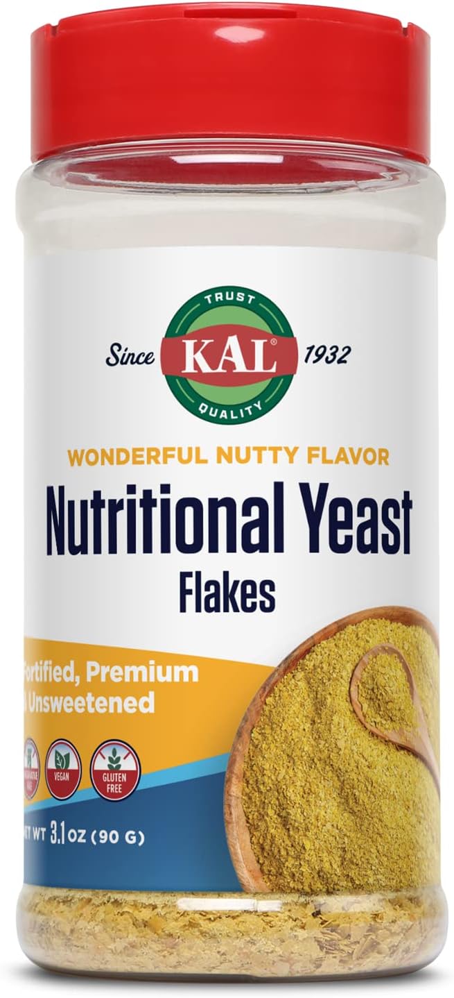 Nutritional Yeast Flakes with B12, Folic Acid & B Vitamins, Unsweetened, Vegan & Gluten Free, 3.1oz - Made in USA, 20 Servings