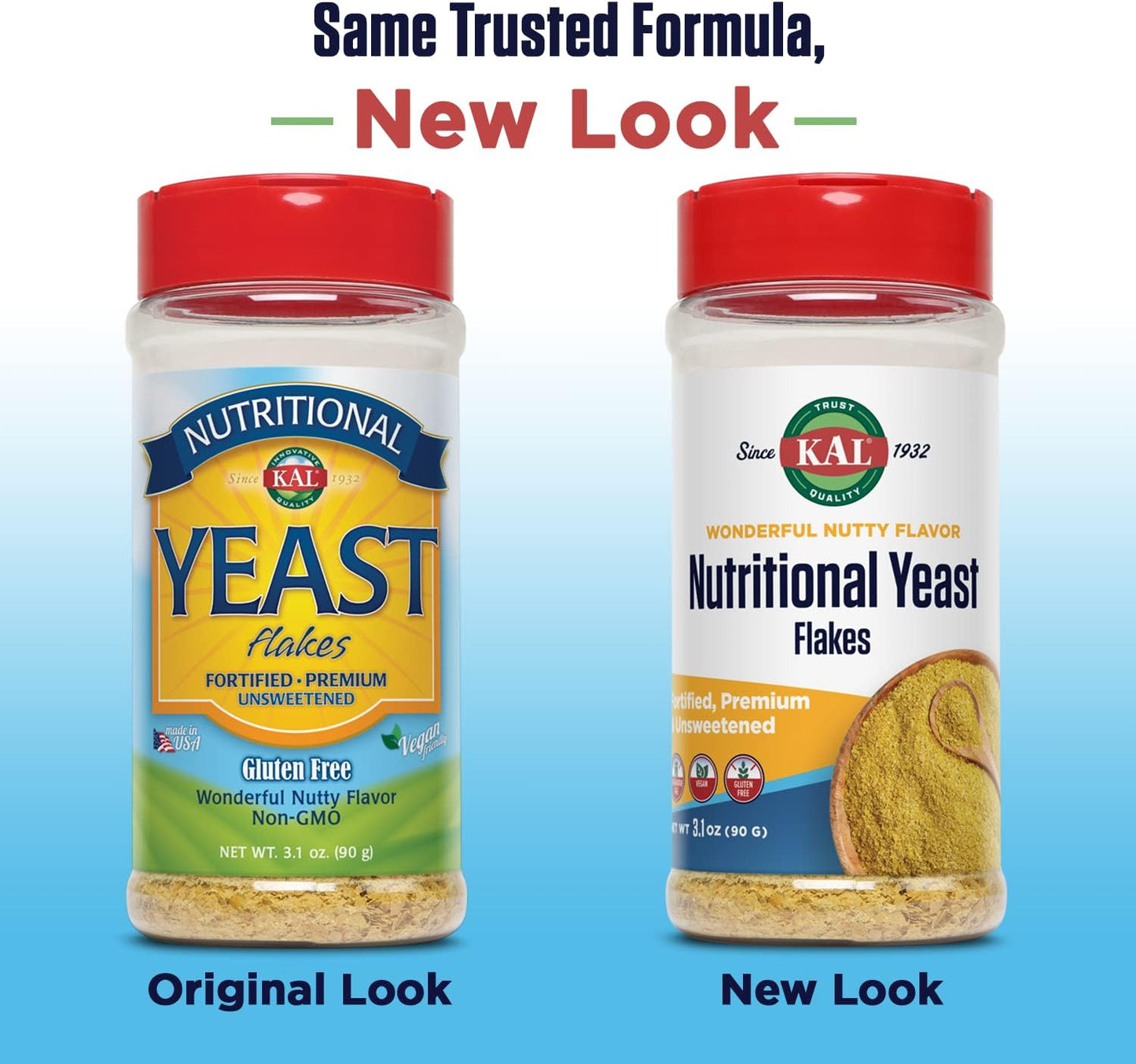 Nutritional Yeast Flakes with B12, Folic Acid & B Vitamins, Unsweetened, Vegan & Gluten Free, 3.1oz - Made in USA, 20 Servings