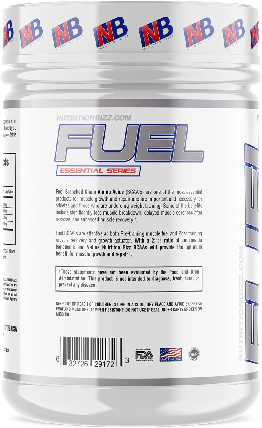 NutritionBizz BCAA Powder: 5g Amino Acids for Muscle Recovery & Endurance - Post Workout Drink (Gummy Candy Flavor), 30 Servings - BoostGo Australia