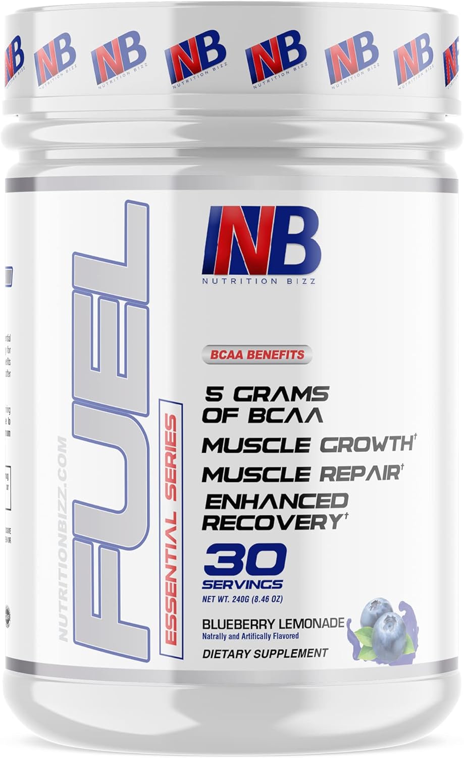 NutritionBizz BCAA Powder: Blueberry Lemonade Flavor, 30 Servings, 5g BCAAs for Muscle Recovery & Endurance - BoostGo Australia