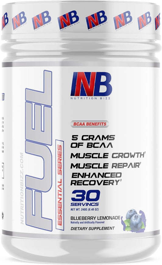 NutritionBizz BCAA Powder: Blueberry Lemonade Flavor, 30 Servings, 5g BCAAs for Muscle Recovery & Endurance - BoostGo Australia