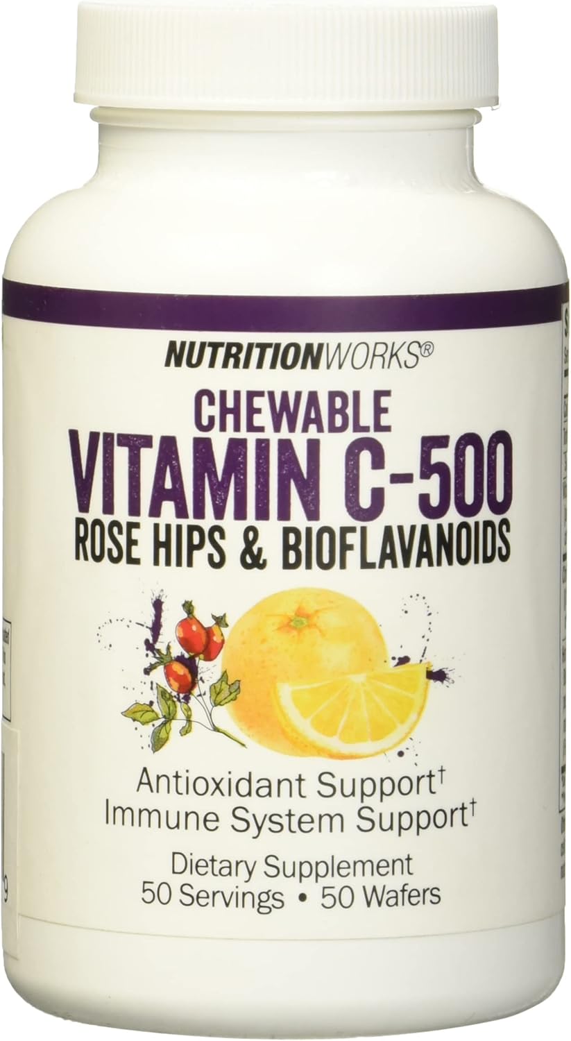 NutritionWorks Vitamin C Chewable - Supports Immune System with Potent Antioxidants, 50 Servings