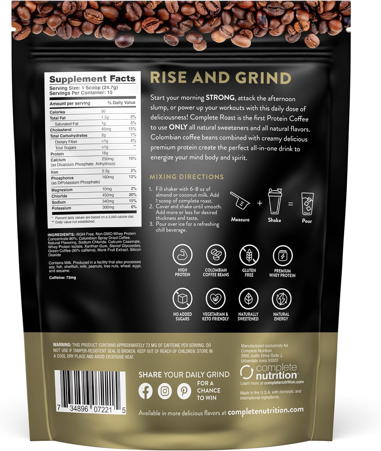 Nutritious Complete Roast Caramel Macchiato Coffee Protein Blend