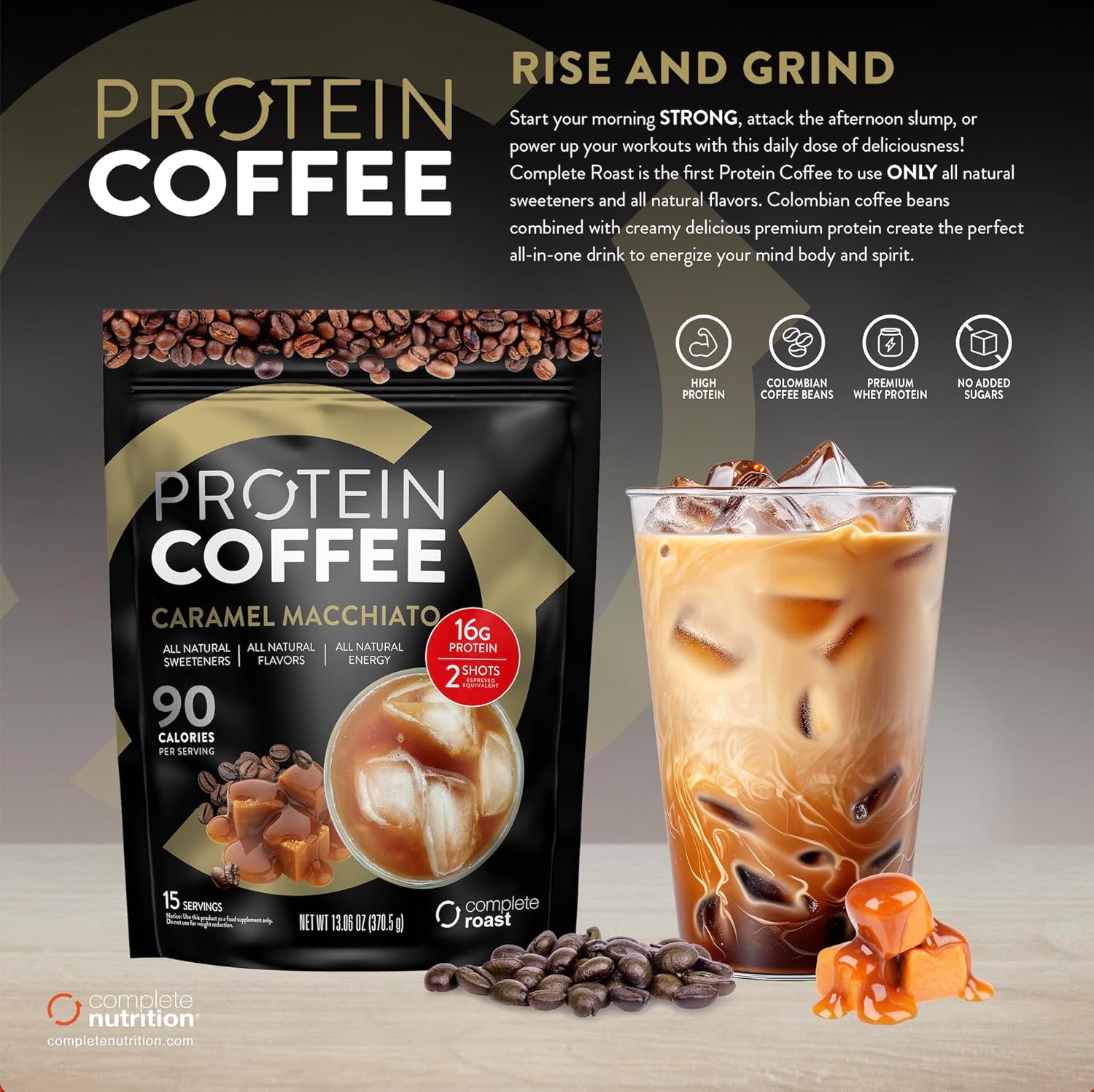 Nutritious Complete Roast Caramel Macchiato Coffee Protein Blend