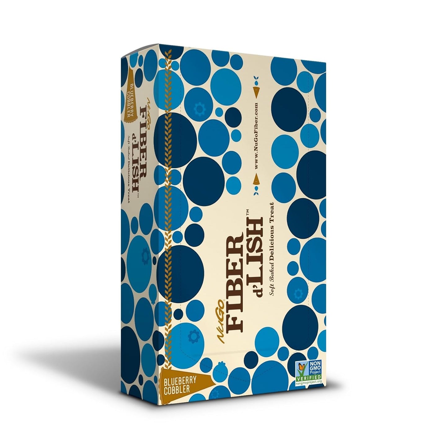 Nutritious NuGo Fiber d'Lish Blueberry Cobbler Bars - 12g Fiber, Vegan, Low Calorie Snack - Pack of 16, 1.6 oz Bars