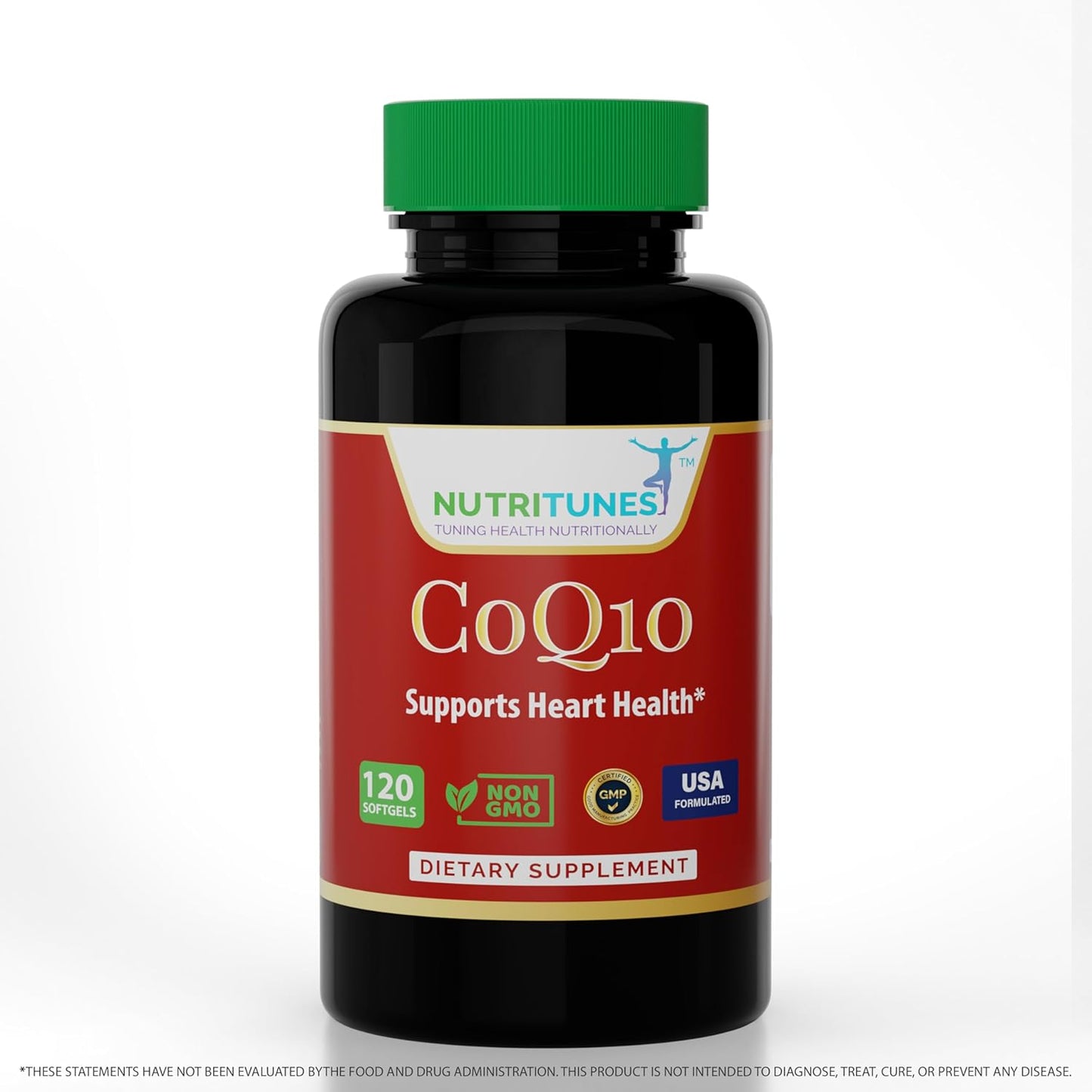 Nutritunes CoQ10 100mg Softgels - High Absorption Antioxidant Supplement for Heart Health and Energy - 120 Softgels, Non-GMO, Gluten-Free